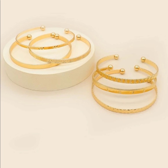 BOHO BRACELET BANGLE SET GOLD LOVE TRIBAL PRINT - Picture 2 of 2